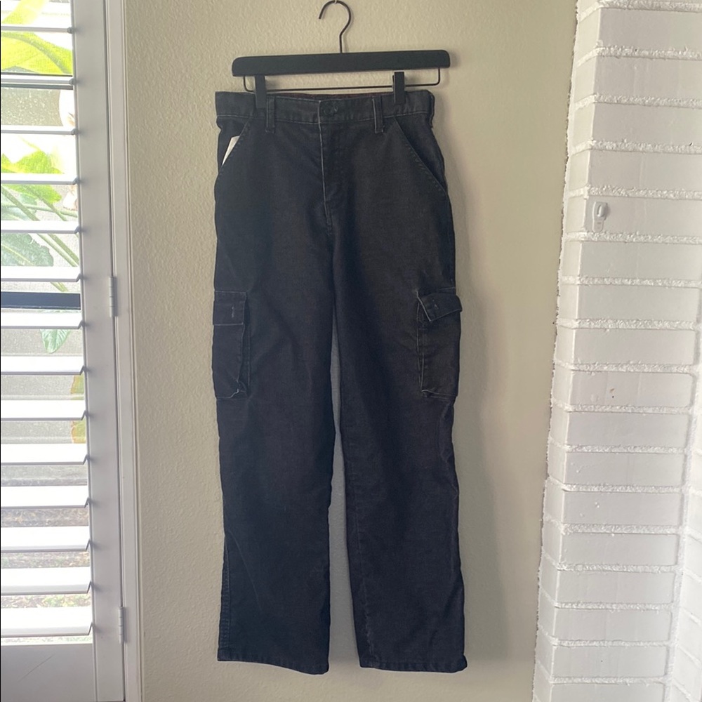 Black Cargo Pants with Straight Leg and Belt Loops